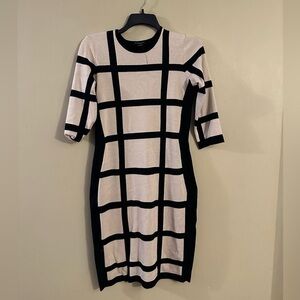 Liz Claiborne Women Black & White Knit Sweater Dress Size Large